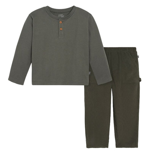 طقم قميص وبنطال Henley من قطعتين للأولاد من Modern Moments™ من Gerber