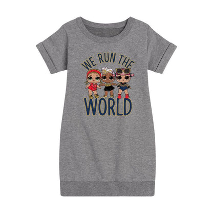 Girls' - LOL Surprise! - Grrrls Run the World Graphic Short Sleeve Fleece Dress