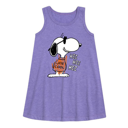 Girls' - Peanuts - Joe Cool Hee Hee Hee Graphic Sleeveless Aline Dress