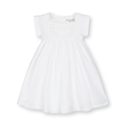 Hope & Henry Girls'  Sleeveless Crochet Detail Empire Waist Seersucker Dress, Kids