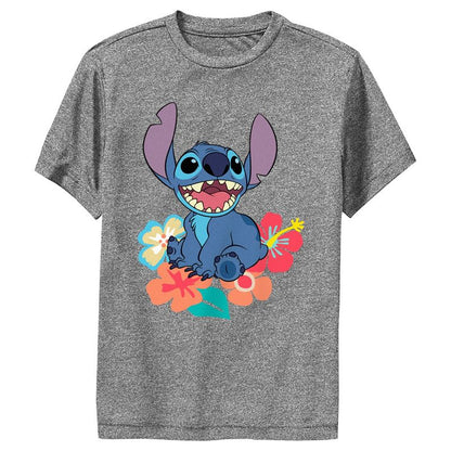 Boy's Lilo & Stitch Tropical Happy Stitch Performance Tee