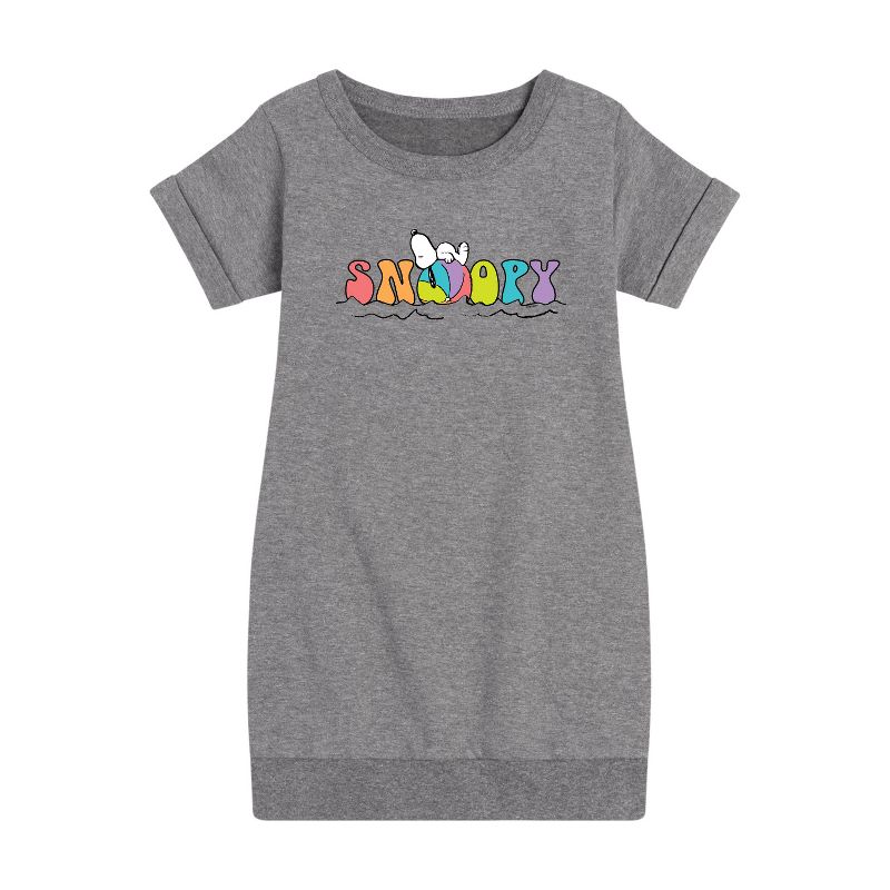 Girls' - Peanuts - Snoopy's Beach Ball Graphic Short Sleeve Fleece Dress