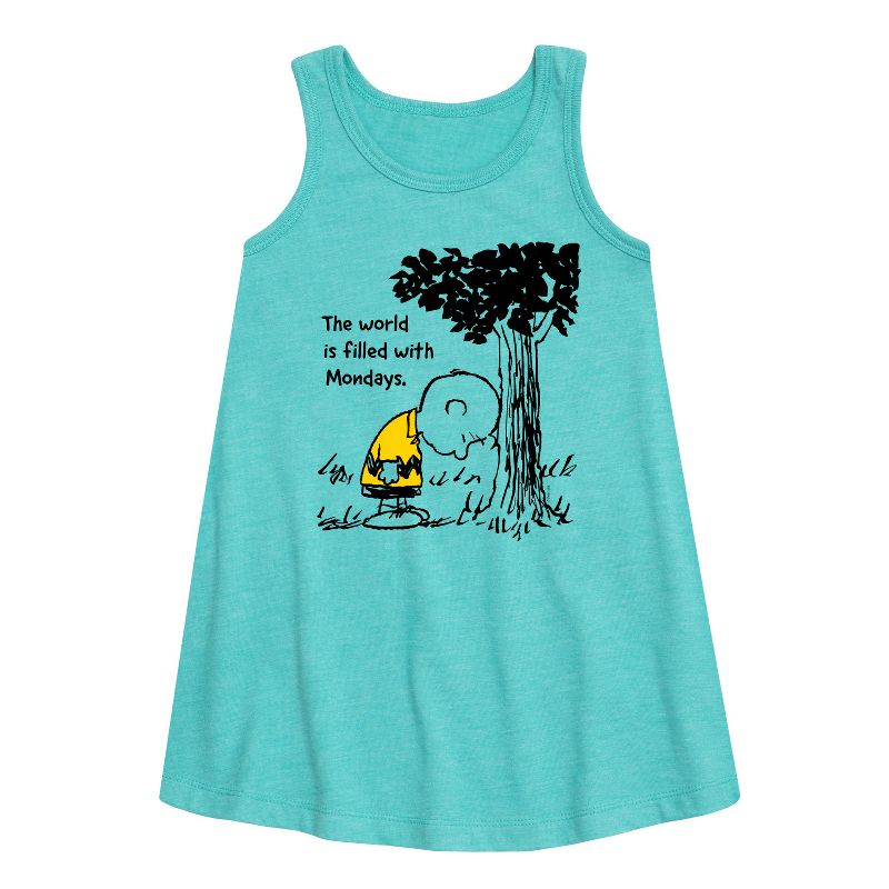 Girls' - Peanuts - World Filled With Mondays Graphic Sleeveless Aline Dress