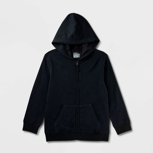 Kids' Adaptive Fleece Zip-Up Hooded Sweatshirt - Cat & Jack™ Black
