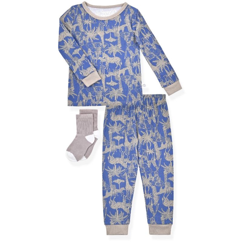Sleep On It  Boys 2-Piece Super Soft Jersey Snug-Fit Pajama Set with Matching Socks - Baby Boy Pajamas and Toddler Pajama Sets