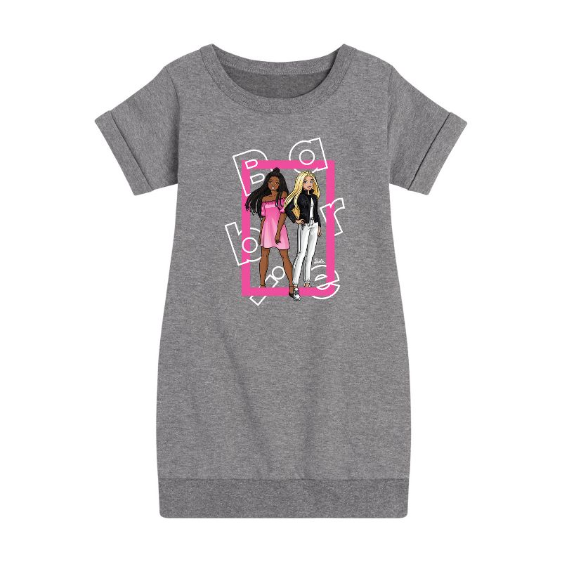 Girls' - Barbie - Out Of Box Graphic Short Sleeve Fleece Dress