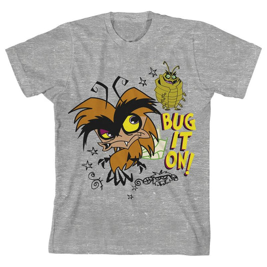 تي شيرت Growing Up Creepie Bug It On Youth باللون الرمادي الفاتح بأكمام قصيرة ورقبة دائرية