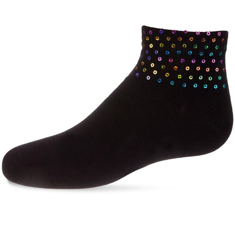 Memoi Multicolor Sequin Cotton Blend Girls Anklet Sock