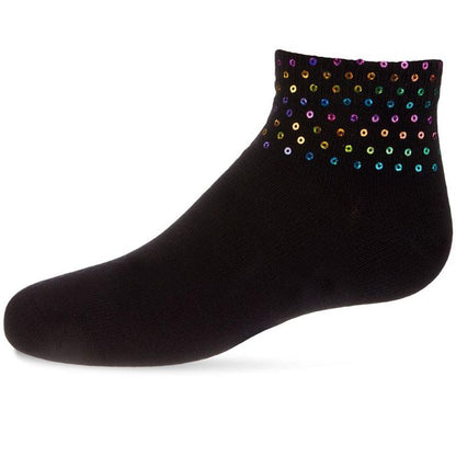 Memoi Multicolor Sequin Cotton Blend Girls Anklet Sock