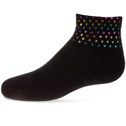 Memoi Multicolor Sequin Cotton Blend Girls Anklet Sock
