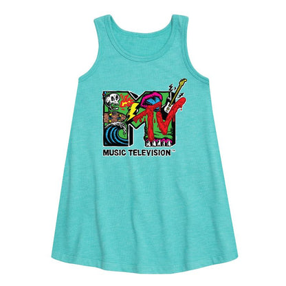 Girls' - MTV - Skater Graphic Sleeveless Aline Dress