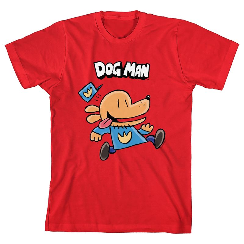 Dog Man Running Youth Crew Neck Short Sleeve T-shirt