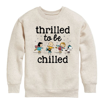 Boys' - Peanuts - Snoopy and Friends Thrilled To Be Chilled Graphic Long Sleeve Fleece Sweatshirt