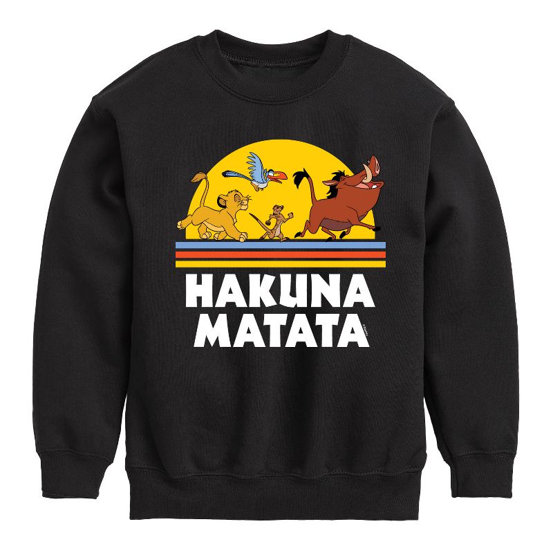 Boys' - Disney - Hakuna Matata Graphic Long Sleeve Fleece Sweatshirt