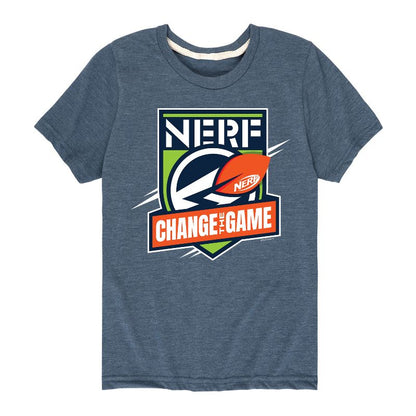 تي شيرت كرة قدم بأكمام قصيرة مطبوع عليه شعار "تغيير اللعبة" للأولاد من NERF