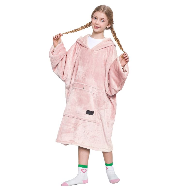 Catalonia Oversized Blanket Hoodie Sweatshirt for Kids, Wearable Fleece Pullover with Large Front Pocket, Teen Boys Girls Gift for Children's Day