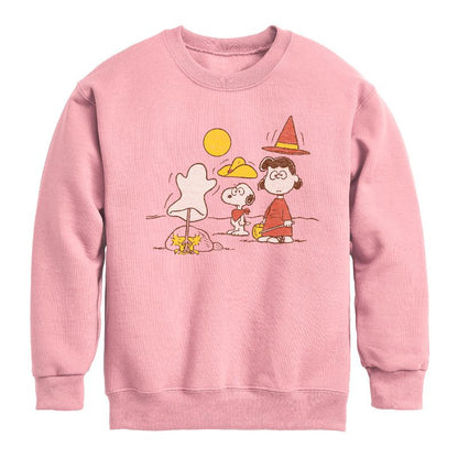 Boys' - Peanuts - Snoopy And Lucy Graphic Long Sleeve Fleece Sweatshirt