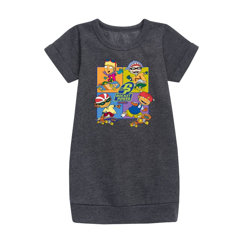 Girls' - Rocket Power - Skate Life Graphic Short Sleeve Fleece Dress