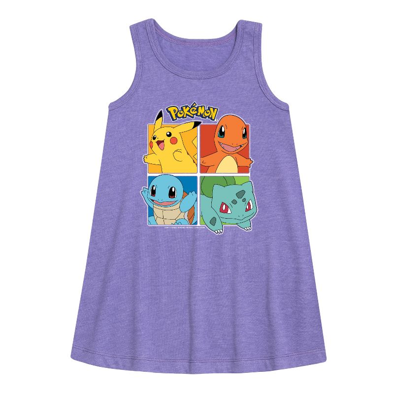 Girls' - Pokémon - Pokémon Squares Graphic Sleeveless Aline Dress