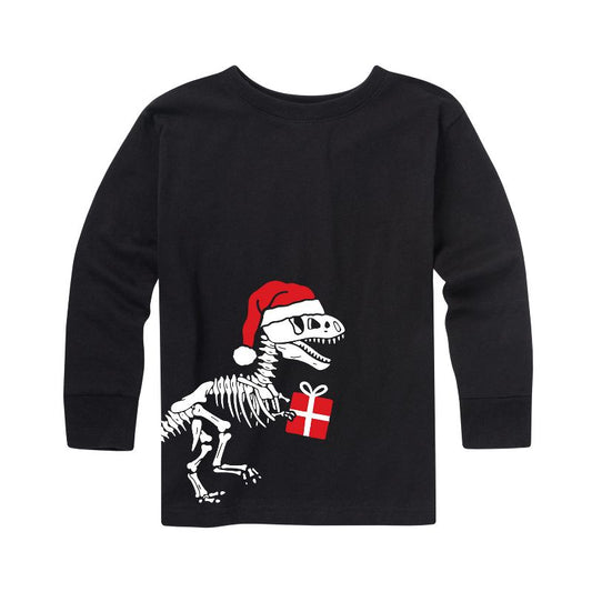 Boys' - Instant Message - Christmas Dinosaur Wrapped In Holiday Lights Long Sleeve Graphic T-Shirt