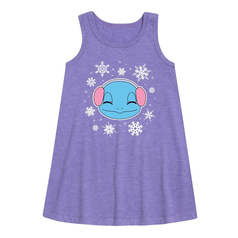 Girls' - Pokémon - Squirtle And Snowflakes Graphic Sleeveless Aline Dress