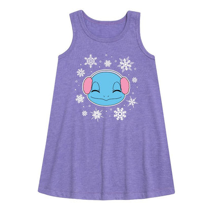 Girls' - Pokémon - Squirtle And Snowflakes Graphic Sleeveless Aline Dress