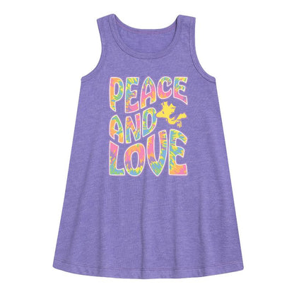 Girls' - Peanuts - Peace & Love Graphic Sleeveless Aline Dress