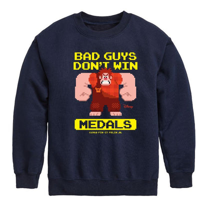 Boys' - Disney - Bad Guys Don't Win Medals Graphic Long Sleeve Fleece Sweatshirt
