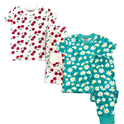 BenBen Cherries/Sunflowers 2 Pack Kids Shortsleeve Pajama sets