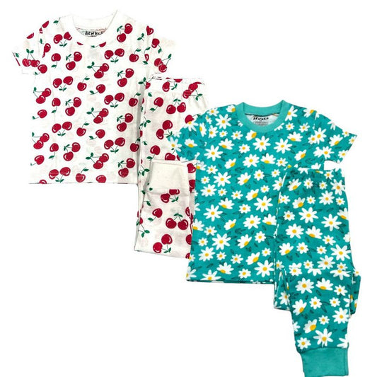 BenBen Cherries/Sunflowers 2 Pack Kids Shortsleeve Pajama sets