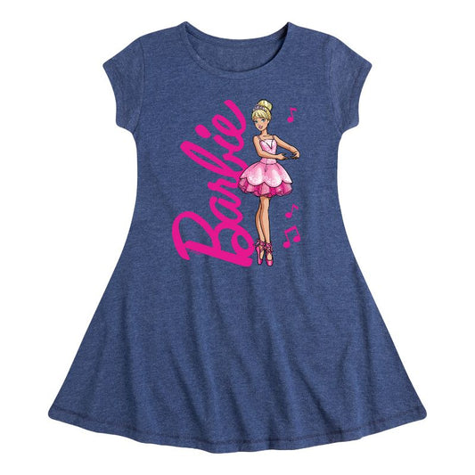 Girls' - Barbie - Ballerina Pose Fit & Flair Cap Sleeve Dress