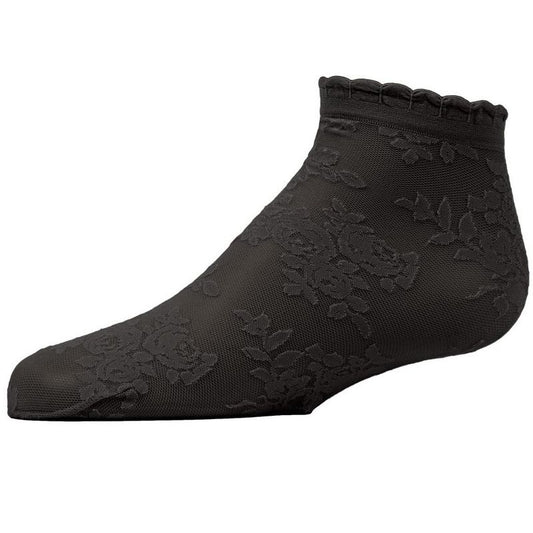 Memoi Botanic Sheer Girls Floral Embroidered Anklet Socks