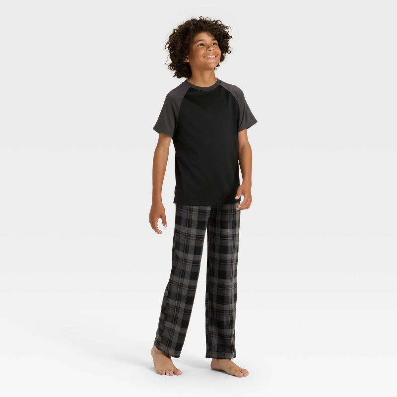 Boys' Short Sleeve T-Shirt and Plaid Fleece Pants Pajama Set - Cat & Jack™