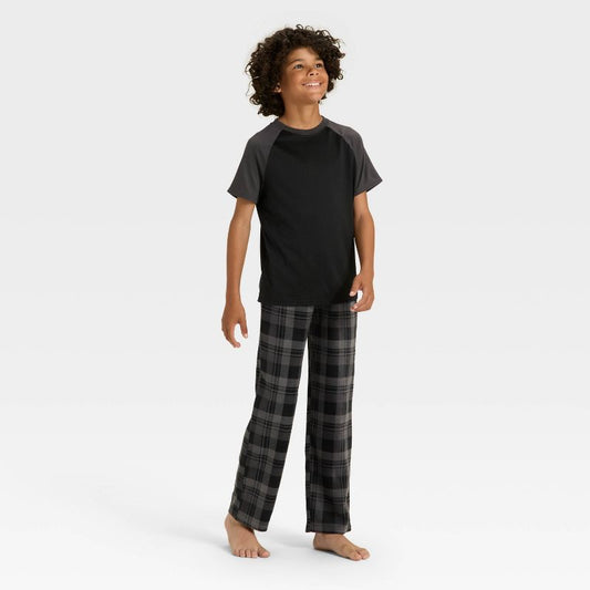 Boys' Short Sleeve T-Shirt and Plaid Fleece Pants Pajama Set - Cat & Jack™