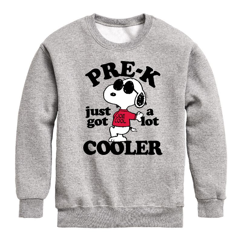 Boys' - Peanuts - Pre-K Just Got Cooler Graphic Long Sleeve Fleece Sweatshirt