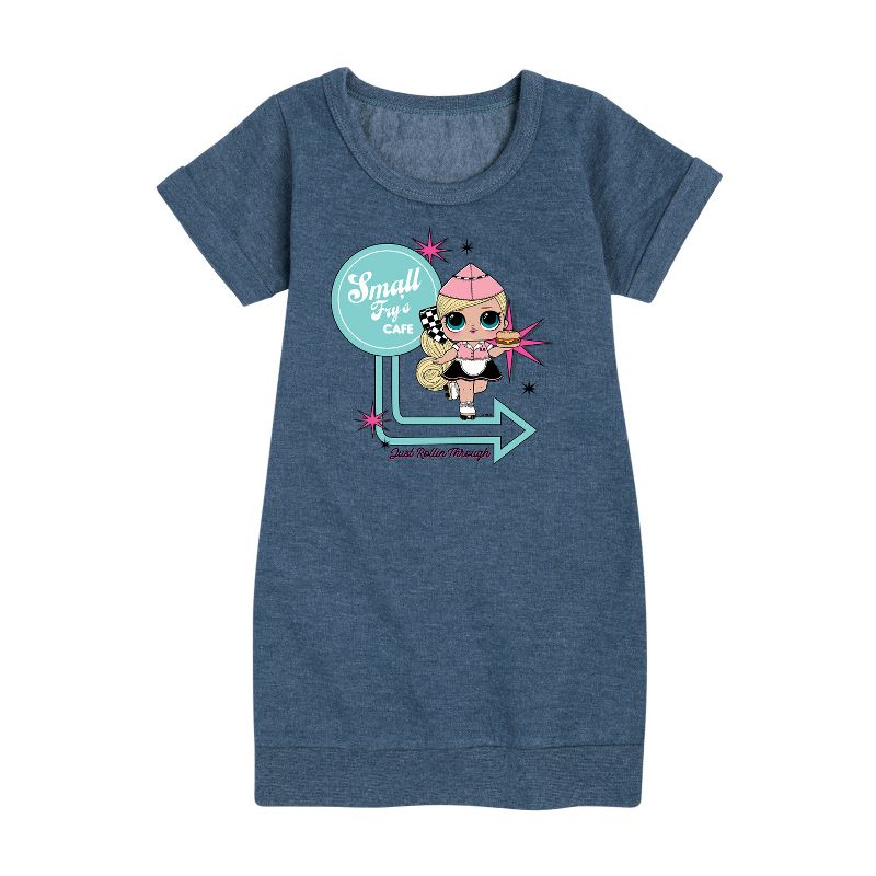 فستان صوف قصير الأكمام برسومات "إل أو إل سربرايز!" للبنات