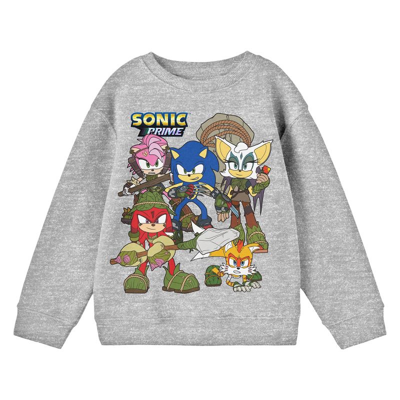 سويت شيرت رياضي للشباب بأكمام طويلة وياقة دائرية من مجموعة Sonic Prime برسومات شخصية