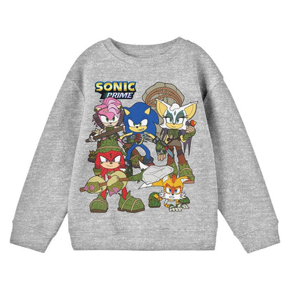 سويت شيرت رياضي للشباب بأكمام طويلة وياقة دائرية من مجموعة Sonic Prime برسومات شخصية