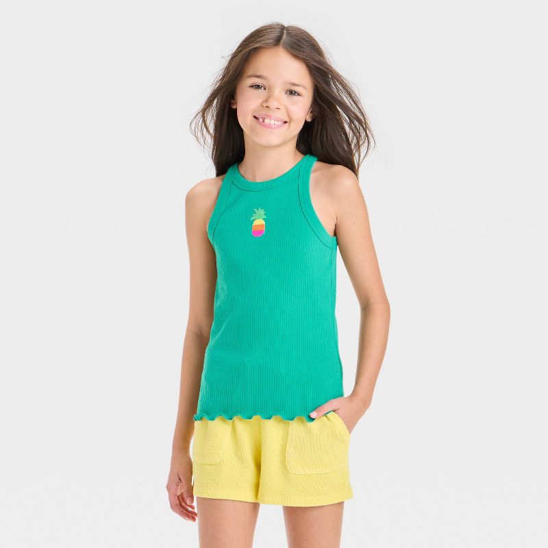 Girls' Ribbed Embroidered Tank Top - Cat & Jack™