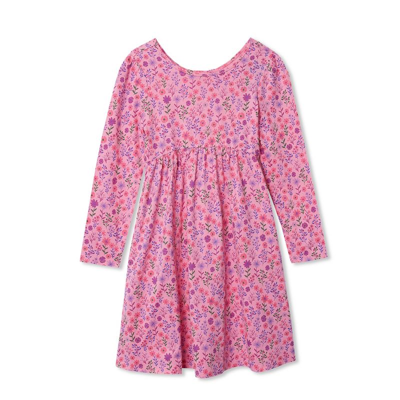 Lands' End Kids Long Sleeve Gathered Waist Jersey Dress