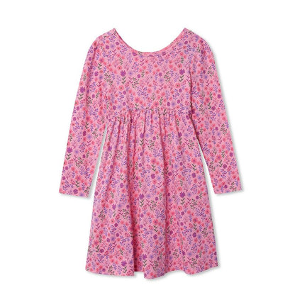 Lands' End Kids Long Sleeve Gathered Waist Jersey Dress