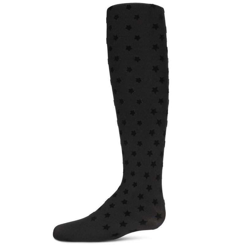 Memoi Girls Flocked Star Opaque Nylon Tights