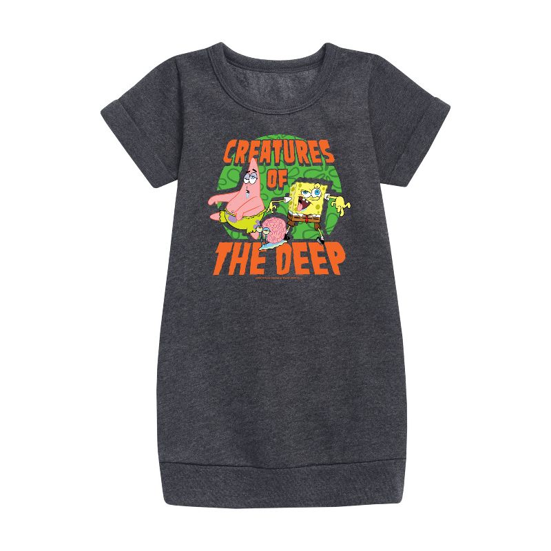 Girls' - SpongeBob SquarePants - Creatures Of The Deep Graphic Short Sleeve Fleece Dress