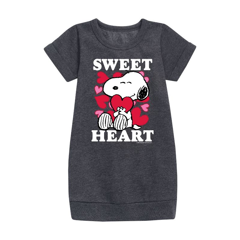 Girls' - Peanuts - Sweetheart Graphic Short Sleeve Fleece Dress