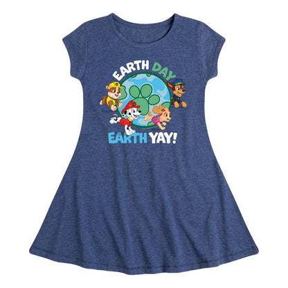 Girls' - Paw Patrol - Earth Day Yay Fit & Flair Cap Sleeve Dress