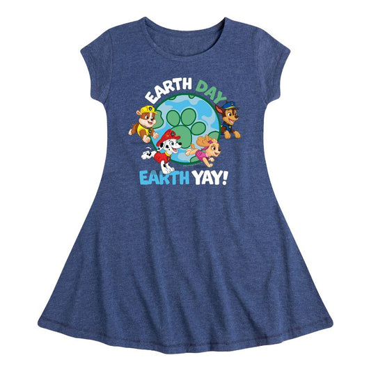 Girls' - Paw Patrol - Earth Day Yay Fit & Flair Cap Sleeve Dress