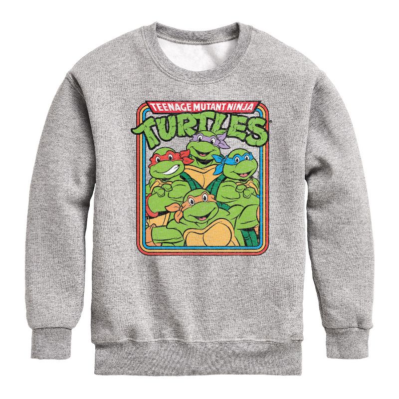 Boys' - Teenage Mutant Ninja Turtles - Retro Group Graphic Long Sleeve Fleece Sweatshirt