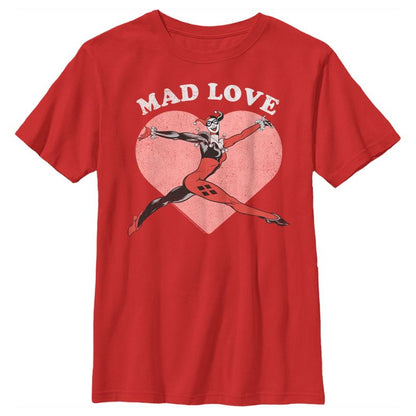 Boy's Batman Valentine's Day Harley Quinn Mad Love T-Shirt