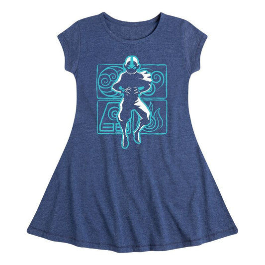 Girls' - Avatar: The Last Airbender - Aang Airbender Fit & Flair Cap Sleeve Dress