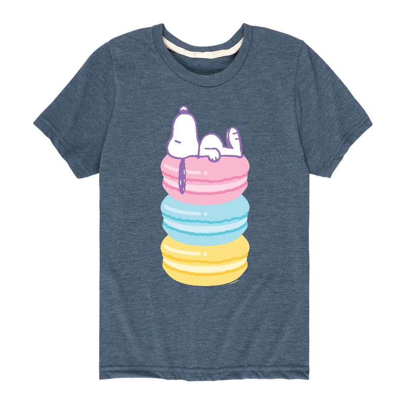 تي شيرت جرافيكي بأكمام قصيرة للأولاد - الفول السوداني - سنوبي - مكدس الماكرون